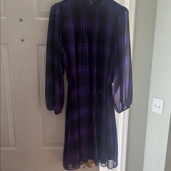 purple dress ann taylor Crew Neck Twist Sheath Dress